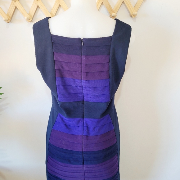 LIZ JORDAN Navy Blue Purple Toned Dress (s14) Work or Evening Wear - Picture 6 of 9